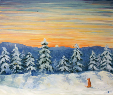 Картина под названием ""Cold heat"" - Anastasia Valaeva, Подлинное произведение искусства, Масло Установлен на Деревянная ра…