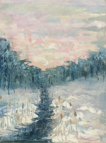 Картина под названием ""Thin ice"" - Anastasia Valaeva, Подлинное произведение искусства, Масло Установлен на Деревянная рам…