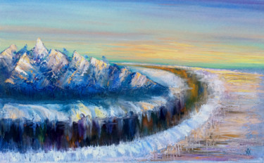 Painting titled ""Into the distance"" by Anastasia Valaeva, Original Artwork, Oil Mounted on Wood Stretcher frame