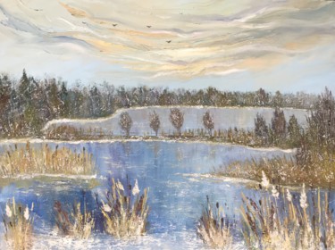 Картина под названием ""Icy lakе"" - Anastasia Valaeva, Подлинное произведение искусства, Масло Установлен на Деревянная рам…