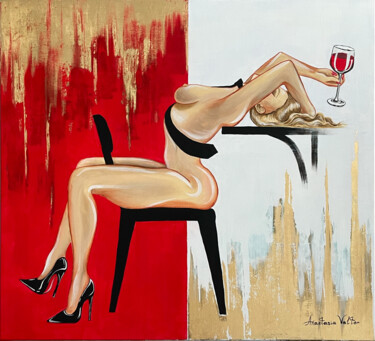 Schilderij getiteld "Nakedness" door Anastasia Valter, Origineel Kunstwerk, Acryl Gemonteerd op Frame voor houten brancard