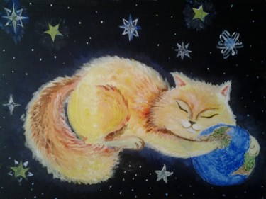 Painting titled "Universalcat" by Anastasia Valuiskaya, Original Artwork, Acrylic