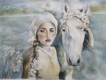 Painting titled "Horst braut" by Anastasia Weishaupt, Original Artwork, Watercolor