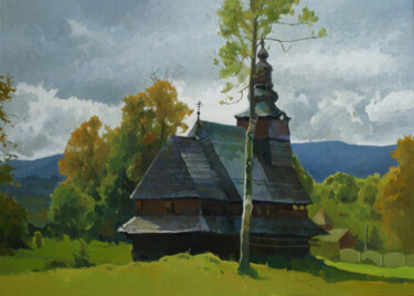 Картина под названием "Старая церковь в Ка…" - Анастасия Ярошевич, Подлинное произведение искусства, Масло Установлен на Дер…