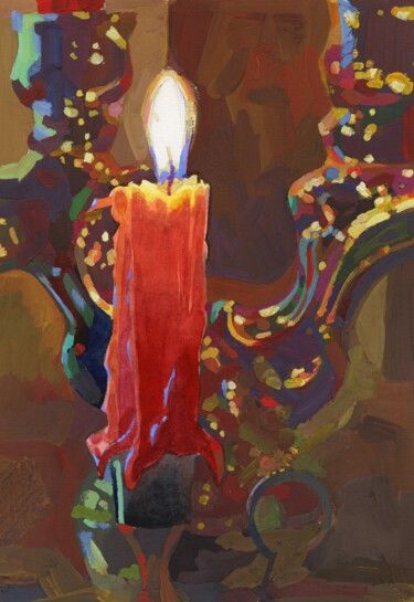 Painting titled "Candle" by Anastasia Yarosevitch, Original Artwork, Gouache