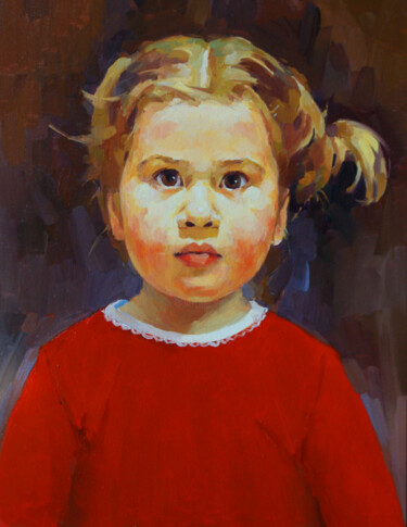 Картина под названием "Portret of a girl" - Анастасия Ярошевич, Подлинное произведение искусства, Масло Установлен на Деревя…