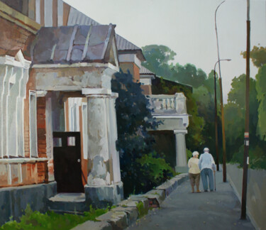 Картина под названием "The old street" - Анастасия Ярошевич, Подлинное произведение искусства, Масло Установлен на Деревянна…