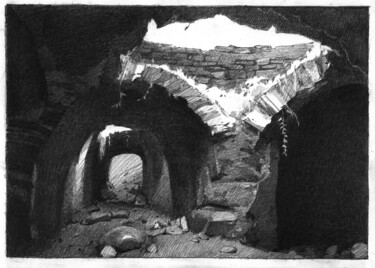 Рисунок под названием "Подземелье" - Анастасия Ярошевич, Подлинное произведение искусства, Карандаш
