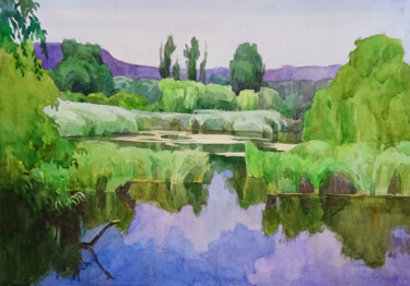 Картина под названием "Река Саксагань" - Анастасия Ярошевич, Подлинное произведение искусства, Акварель