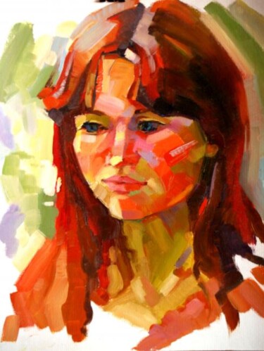 Картина под названием "Этюд, Голова девушк…" - Анастасия Ярошевич, Подлинное произведение искусства, Масло
