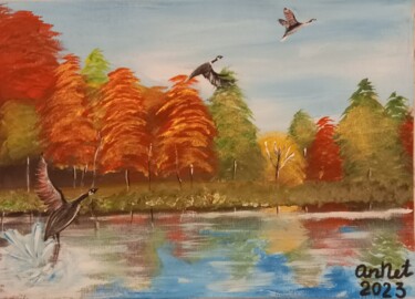 Картина под названием "Autumn" - Анастасия Нецветаева, Подлинное произведение искусства, Акрил