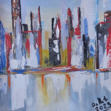 Painting titled "Cityscape" by Анастасия Нецветаева, Original Artwork, Acrylic