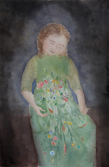 Malerei mit dem Titel "La Femme" von Anastasia Bernard, Original-Kunstwerk, Aquarell