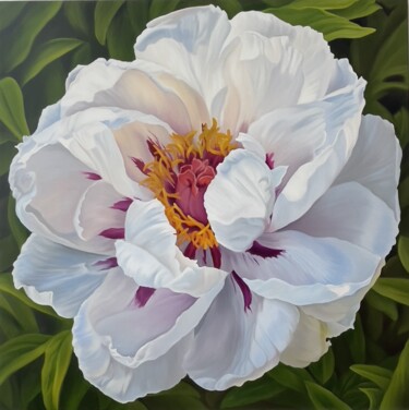 Malerei mit dem Titel "White peonies" von Anastasiia Alekhina, Original-Kunstwerk, Öl Auf artwork_cat. montiert