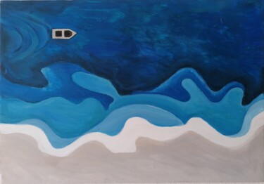 Malarstwo zatytułowany „Bateau flottant/Flo…” autorstwa Anastasiia Beliaeva, Oryginalna praca, Akryl