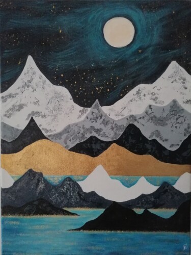 Malerei mit dem Titel "Montagnes/Mountains" von Anastasiia Beliaeva, Original-Kunstwerk, Acryl