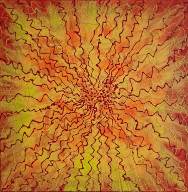 Painting titled "Sun Energy" by Anastasiia Doro, Original Artwork, Acrylic Mounted on Wood Stretcher frame
