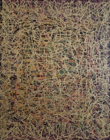 Pittura intitolato "The Golden Web" da Anastasiia Doro, Opera d'arte originale, Acrilico Montato su Telaio per barella in le…
