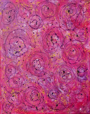 Картина под названием "Cosmic flowers" - Anastasiia Doro, Подлинное произведение искусства, Акрил Установлен на Деревянная р…