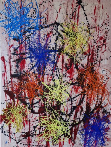 Ζωγραφική με τίτλο "Harmony and Chaos" από Anastasiia Doro, Αυθεντικά έργα τέχνης, Ακρυλικό Τοποθετήθηκε στο Ξύλινο φορείο σ…