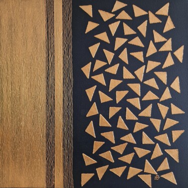 Painting titled "Golden Fragments of…" by Anastasiia Doro, Original Artwork, Acrylic Mounted on Wood Stretcher frame