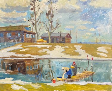 Painting titled "Весна в России" by Anastasiia Goreva, Original Artwork, Oil