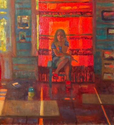 제목이 "Девушка на красном"인 미술작품 Анастасия Горева로, 원작, 기름