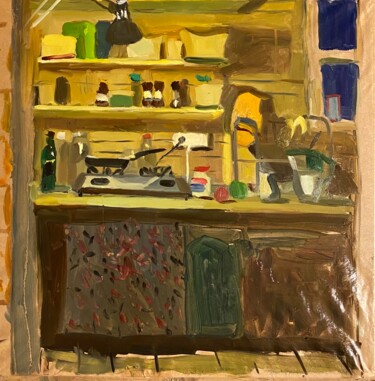 Painting titled "Ночная кухня" by Anastasiia Goreva, Original Artwork, Oil