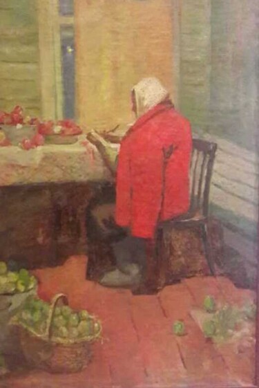 Painting titled "Урожай яблок. Россия" by Anastasiia Goreva, Original Artwork, Oil