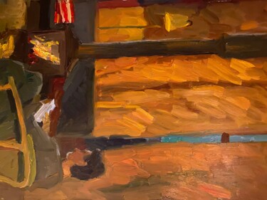 Картина под названием "Сумерки. Интерьер с…" - Анастасия Горева, Подлинное произведение искусства, Масло