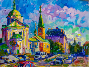 Картина под названием "Poet's Street" - Anastasiia Kurkova, Подлинное произведение искусства, Масло Установлен на Деревянная…