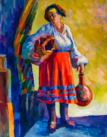 Painting titled "Southern Motive" by Anastasiia Kurkova, Original Artwork, Oil Mounted on Wood Stretcher frame