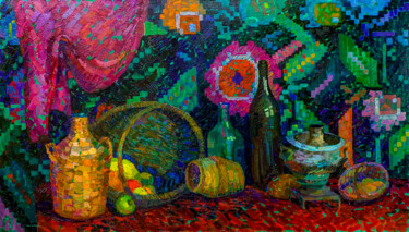 Pintura titulada "Ornament of the Flo…" por Anastasiia Kurkova, Obra de arte original, Oleo Montado en Bastidor de camilla d…