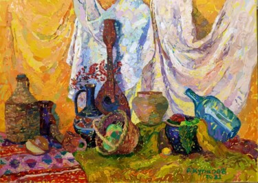 Malerei mit dem Titel "Ornaments of househ…" von Anastasiia Kurkova, Original-Kunstwerk, Öl