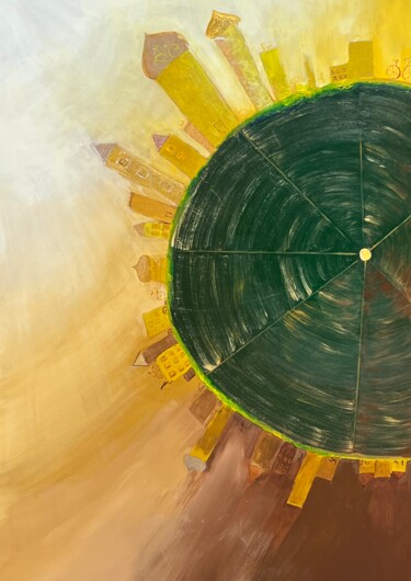Malerei mit dem Titel "Sunflower" von Anastasiia Lodde, Original-Kunstwerk, Acryl Auf Andere starre Platte montiert