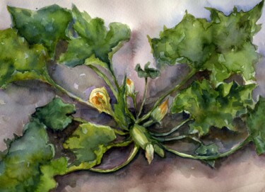Painting titled "First harvest" by Anastasiia Moskvitina, Original Artwork, Watercolor