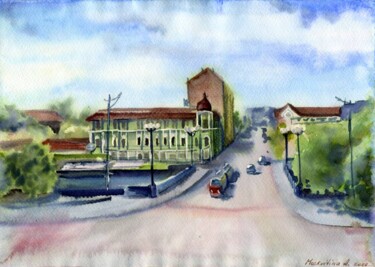 Painting titled ""The oldest street…" by Anastasiia Moskvitina, Original Artwork, Watercolor