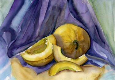 Painting titled ""Sweet melons"" by Anastasiia Moskvitina, Original Artwork, Watercolor