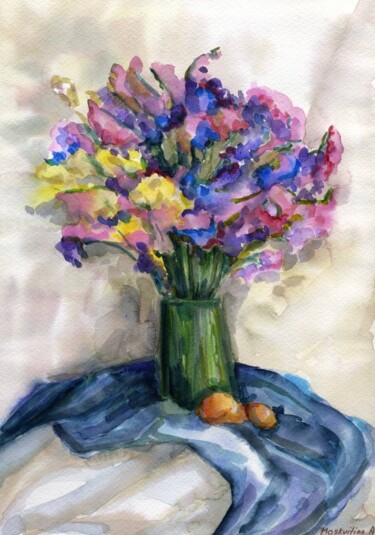Painting titled "“BOUQUET OF Dried F…" by Anastasiia Moskvitina, Original Artwork, Watercolor