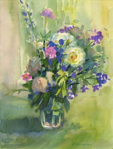 Peinture intitulée "“June Bouquet”  Ori…" par Anastasiia Moskvitina, Œuvre d'art originale, Aquarelle