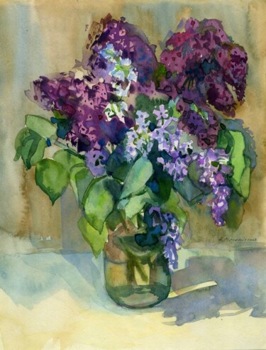 Painting titled "«Lilac» Ukraine. Or…" by Anastasiia Moskvitina, Original Artwork, Watercolor
