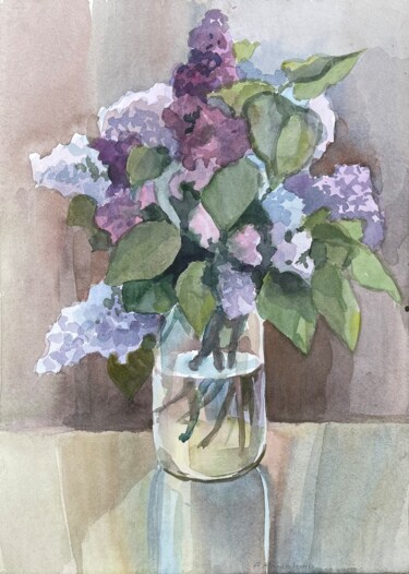 Painting titled "«Lilac» Ukraine. Or…" by Anastasiia Moskvitina, Original Artwork, Watercolor