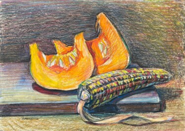 Peinture intitulée "" Pumpkin" ORIGINAL…" par Anastasiia Moskvitina, Œuvre d'art originale, Pastel