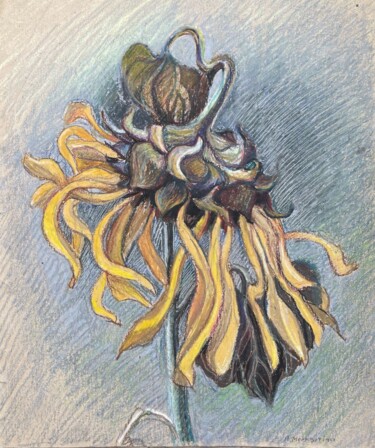 Peinture intitulée "" Faded Sunflowers…" par Anastasiia Moskvitina, Œuvre d'art originale, Pastel