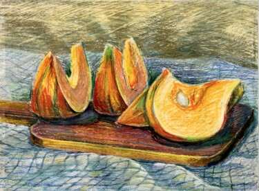 Pintura intitulada "" Pumpkin Slices "…" por Anastasiia Moskvitina, Obras de arte originais, Pastel