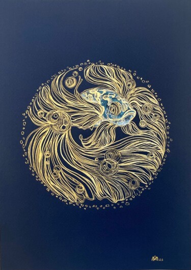 「" Goldfish " is the…」というタイトルの絵画 Anastasiia Moskvitinaによって, オリジナルのアートワーク, インク