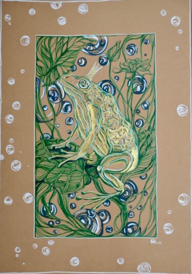 Malerei mit dem Titel ""The Frog Princess"" von Anastasiia Moskvitina, Original-Kunstwerk, Tinte