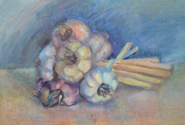 Pintura titulada "“Garlic” Original g…" por Anastasiia Moskvitina, Obra de arte original, Gouache