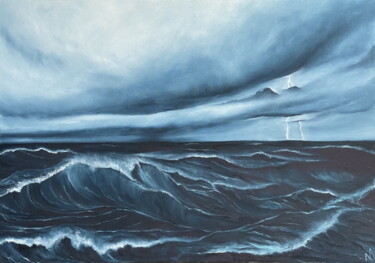 Malerei mit dem Titel "The Storm, 100x70 cm" von Anastasiia Novitskaya, Original-Kunstwerk, Öl Auf Aluminium montiert