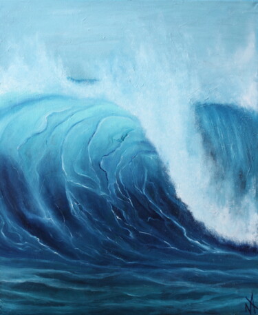 Painting titled "Wave, 50x60 cm" by Anastasiia Novitskaya, Original Artwork, Oil Mounted on Wood Panel